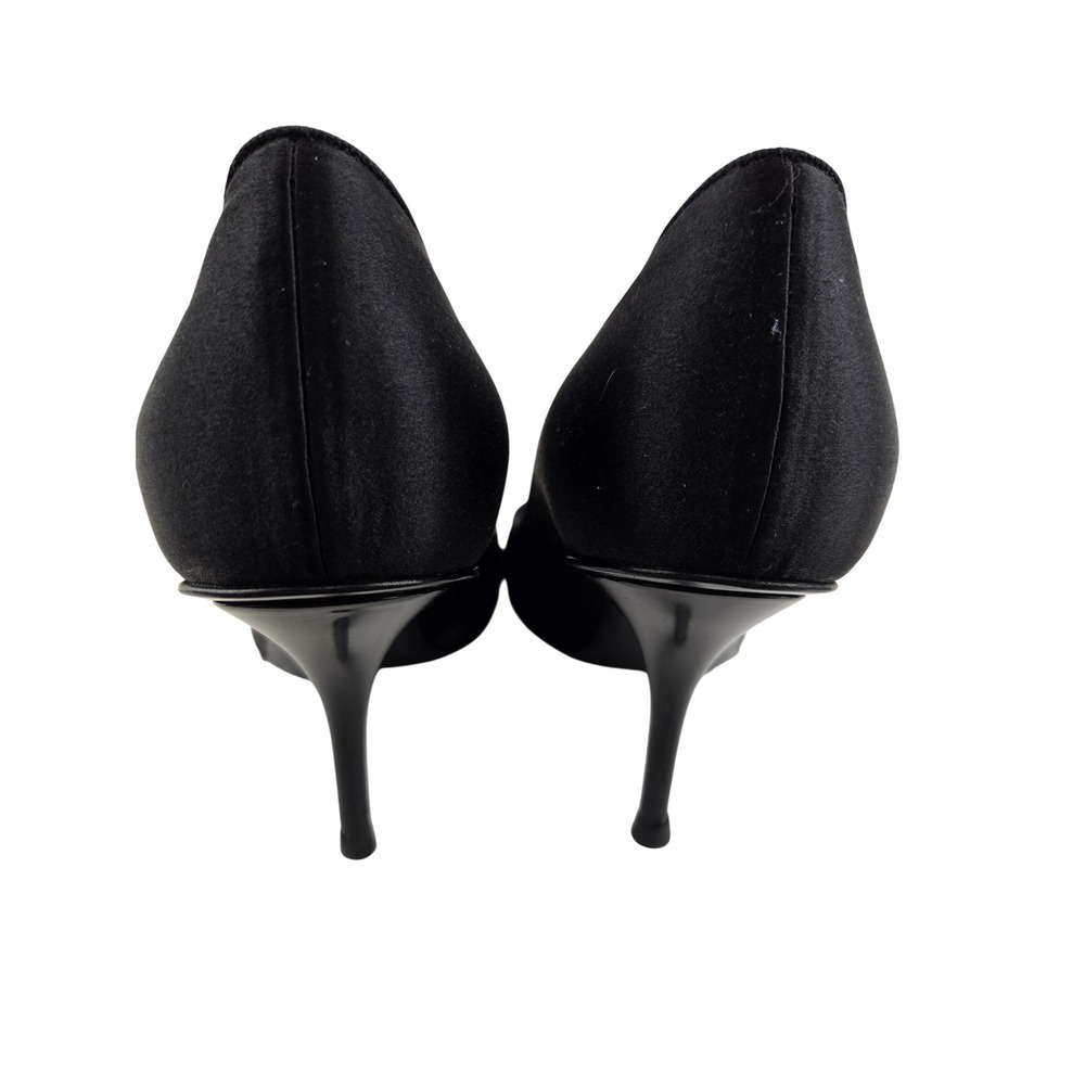 Giorgio Armani Black Satin Velvet Rhinestone Pointed Toe Pumps Heels Italy 36 6 - Picture 8 of 15